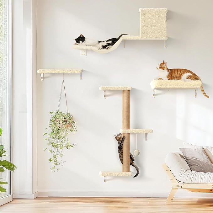 FUKUMARU Cat Wall Shelves 4-in-1 Set